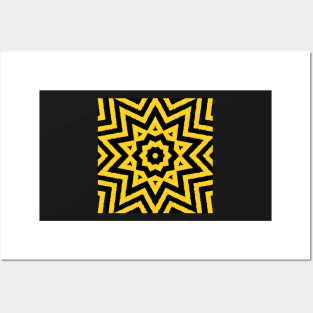 HIGHLY Visible Yellow and Black Line Kaleidoscope pattern (Seamless) 10 Posters and Art